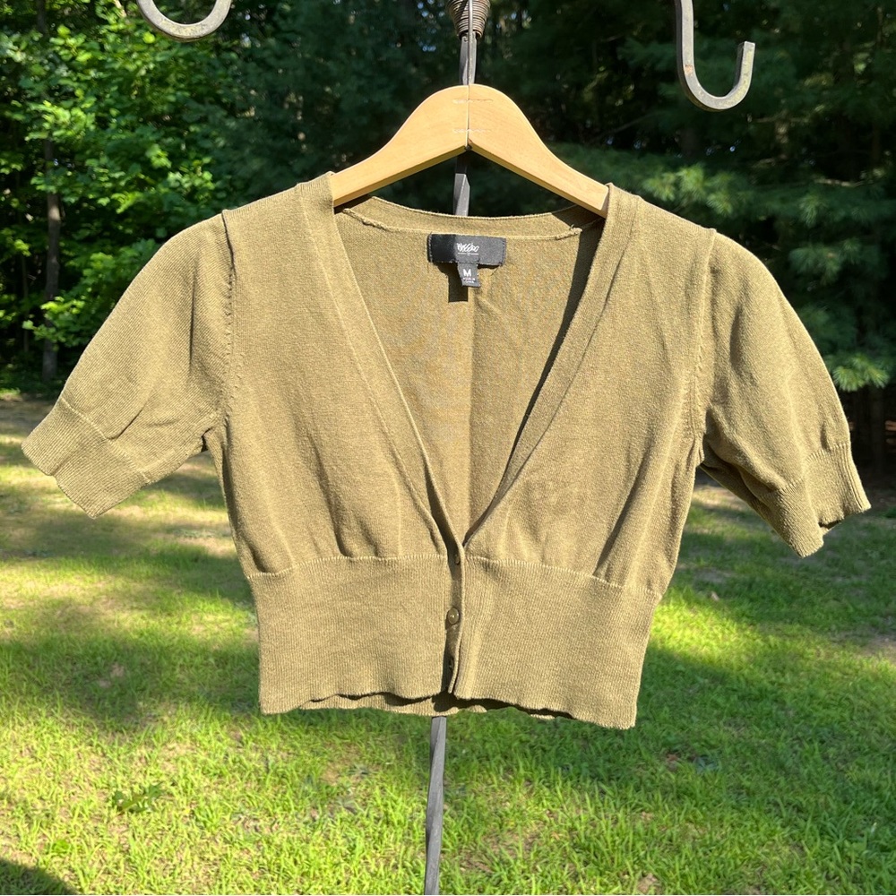 2010 Mossimo Knit Cropped Cardigan Olive Green